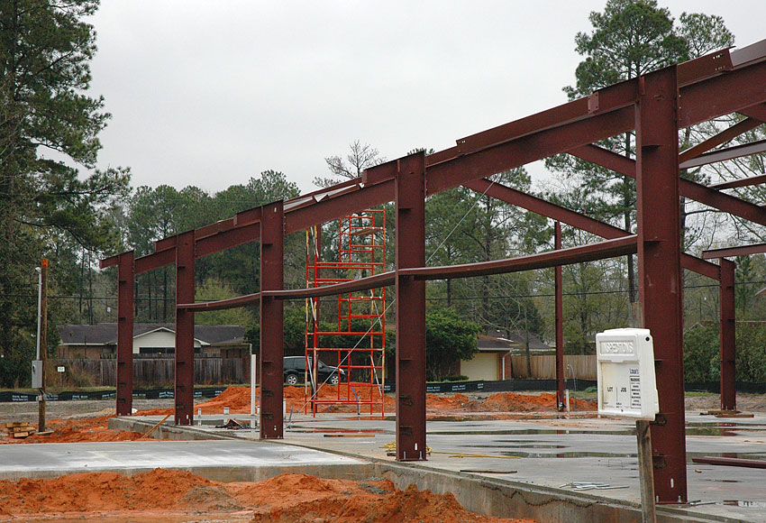 Steel girders in place on MPS construction project.